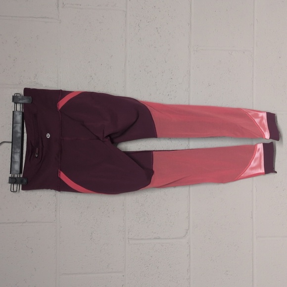 Lululemon Zip The Line Leggings Ruby Poppy Coral 23” Hi-Rise Nulux Size 4 - Picture 6 of 8